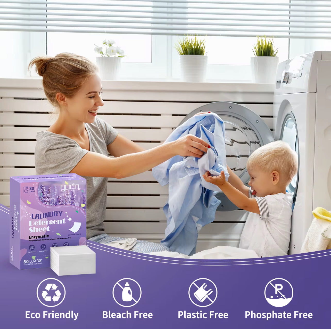 Lavender Scent Laundry Sheets – 40 Sheets (Fresh & Calming)
