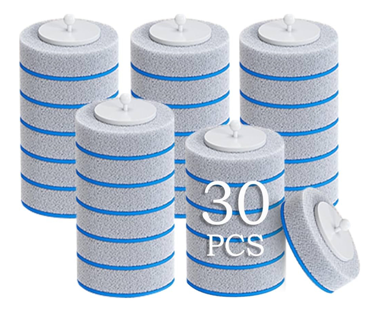 ZubaPods 30 Count Disposable Toilet Brush Refills – 5 Packs (6 Refill Pads per Pack) | Toilet Wand Refills for Bathroom Cleaning, Disposable Toilet Brush Heads - 5 packs