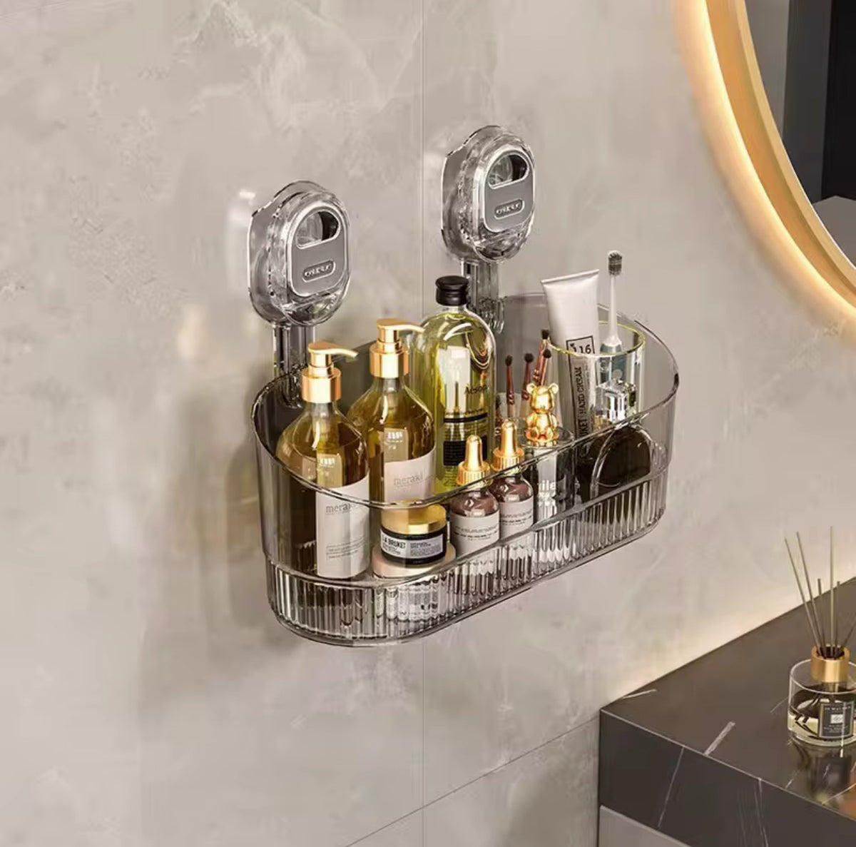 Multi-Functional Suction Cup Wall Mounted Storage Rack – Kitchen & Bathroom Organizer