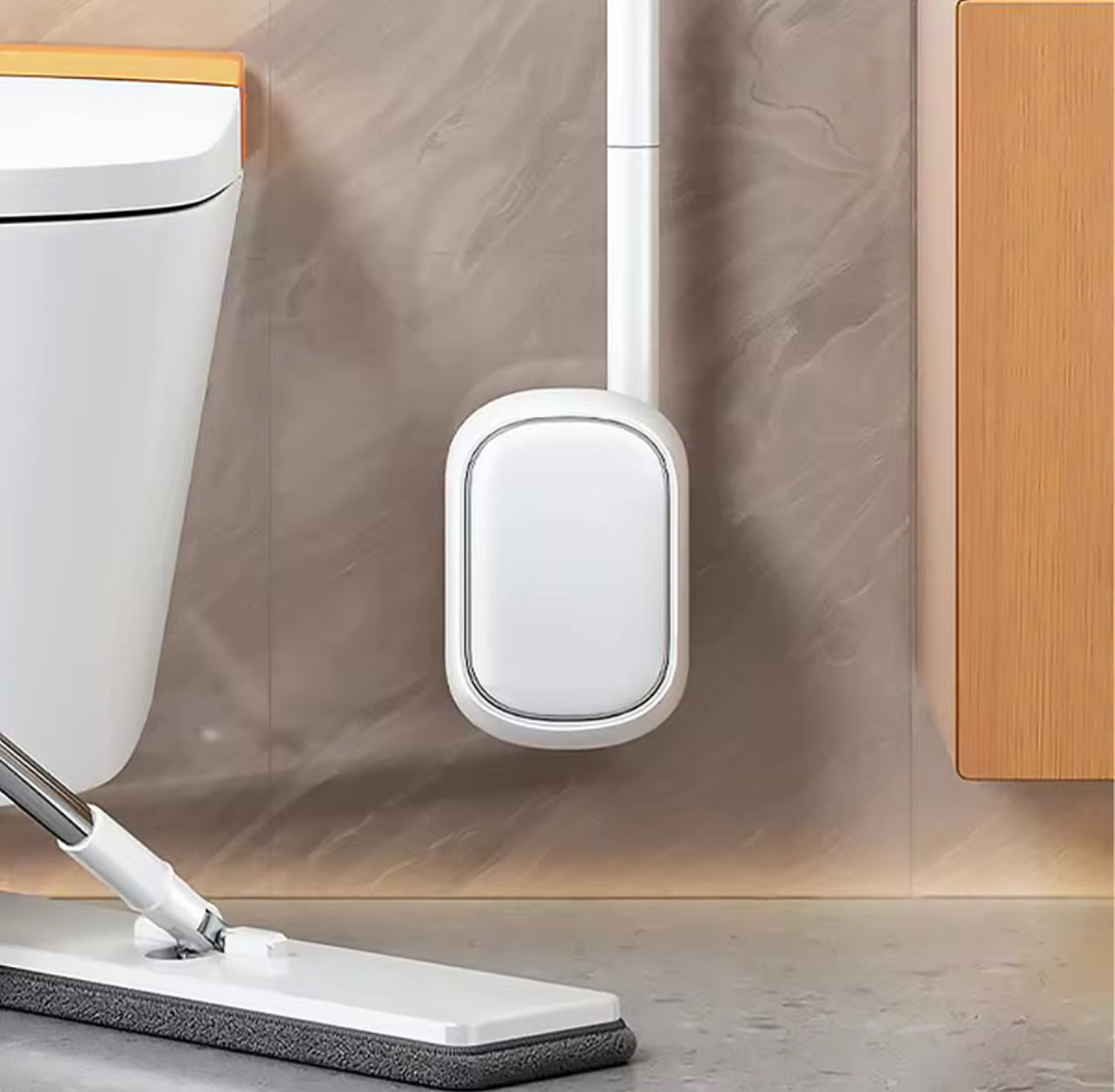 Joybos Wall Mounted Toilet Bowl Brush with Holder – Disposable Sponge Head, Long Handle Bathroom Cleaner Set