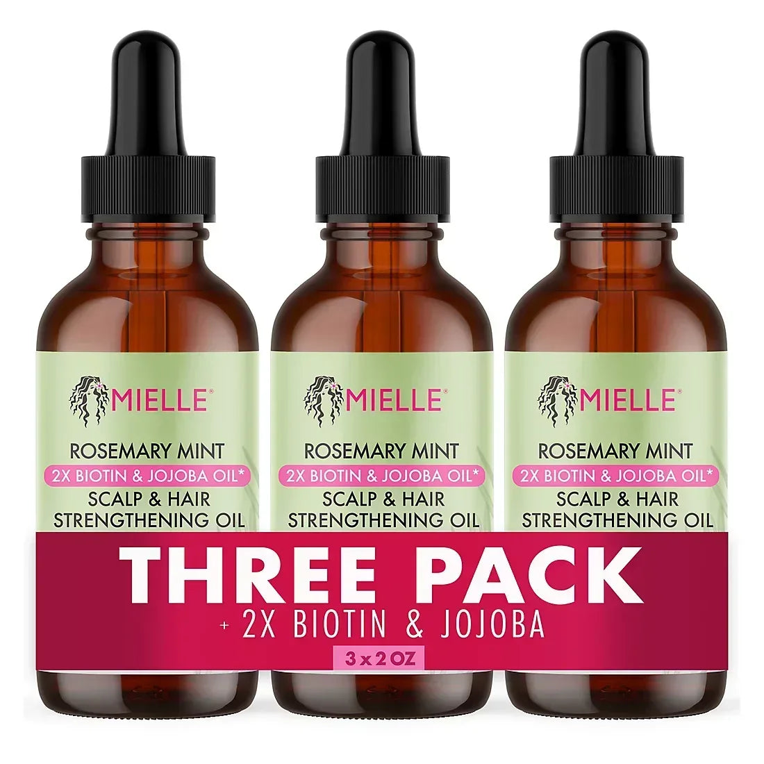 Mielle Rosemary Mint Scalp & Hair Strengthening Oil, 3 pk./2 fl. oz