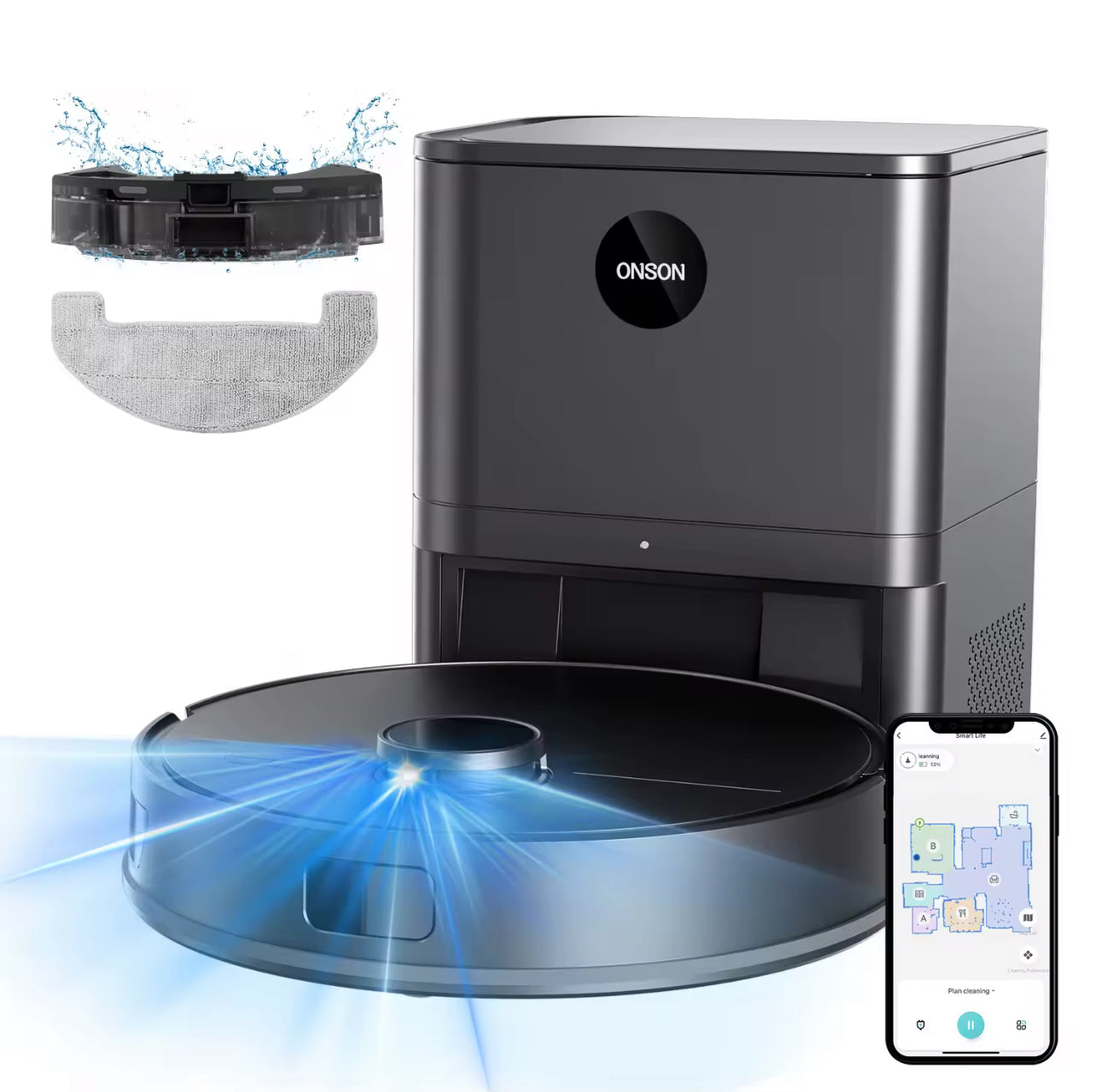 3-in-1 Smart Robot Vacuum Cleaner – WiFi Enabled Vacuum, Sweep & Mop with Self-Emptying Dustbin | Intelligent Cleaning Robot