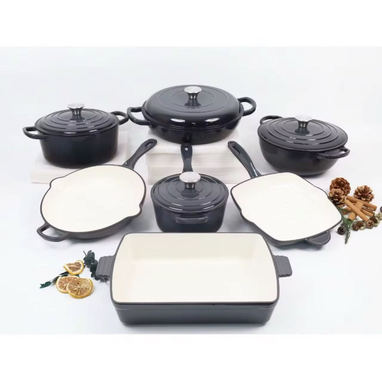 High-Quality Cast Iron Dutch Oven Set – Eco-Friendly Enamel Non-Stick Cookware for Home Cooking (Pre-Order, 4–6 Weeks Delivery)