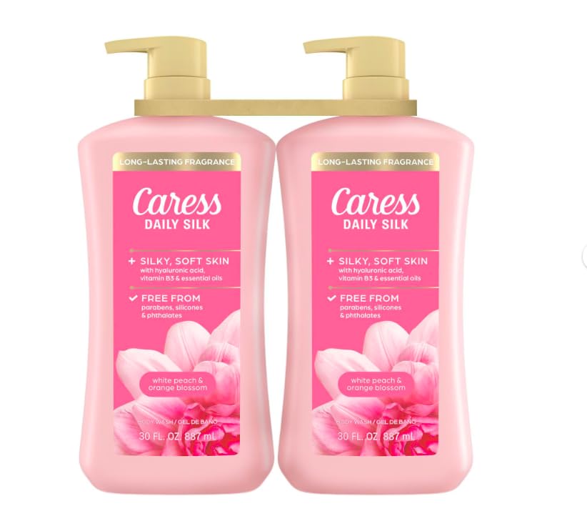 Caress Daily Silk Hydrating Body Wash, Peach & Orange Blossom, 30 Fl Oz (2 Pk)