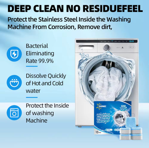 Chlorine-Free Washing Machine Cleaner Tablets – 12 Tablets