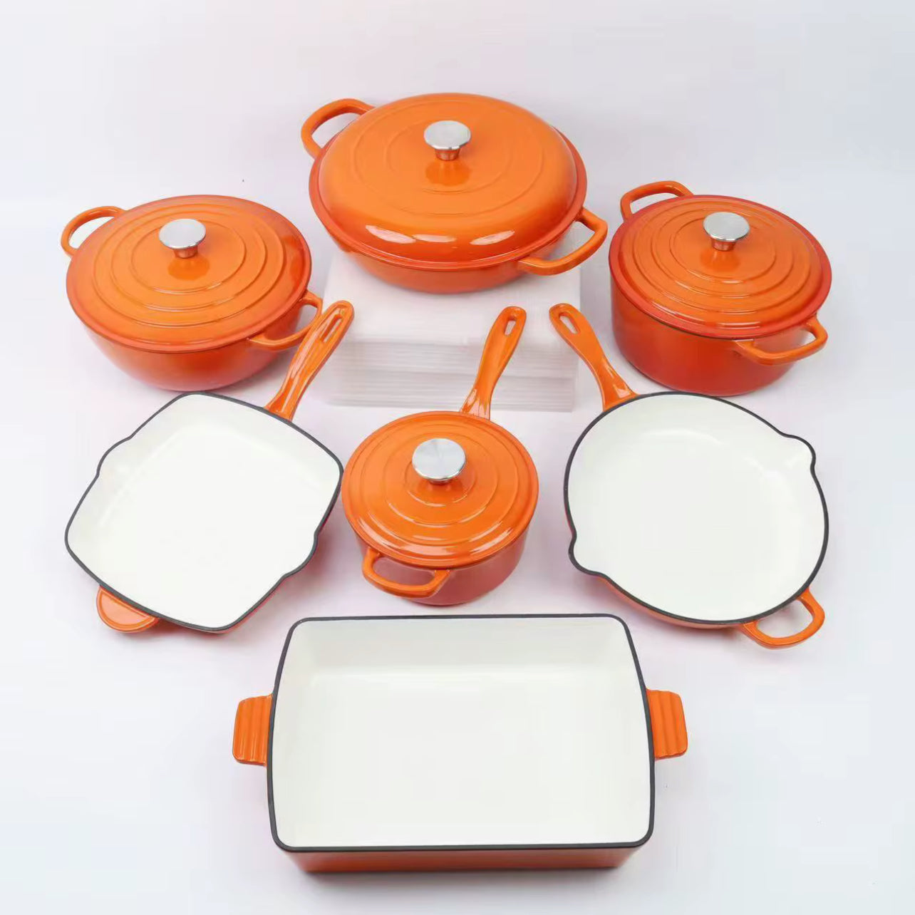 High-Quality Cast Iron Dutch Oven Set – Eco-Friendly Enamel Non-Stick Cookware for Home Cooking (Pre-Order, 4–6 Weeks Delivery)