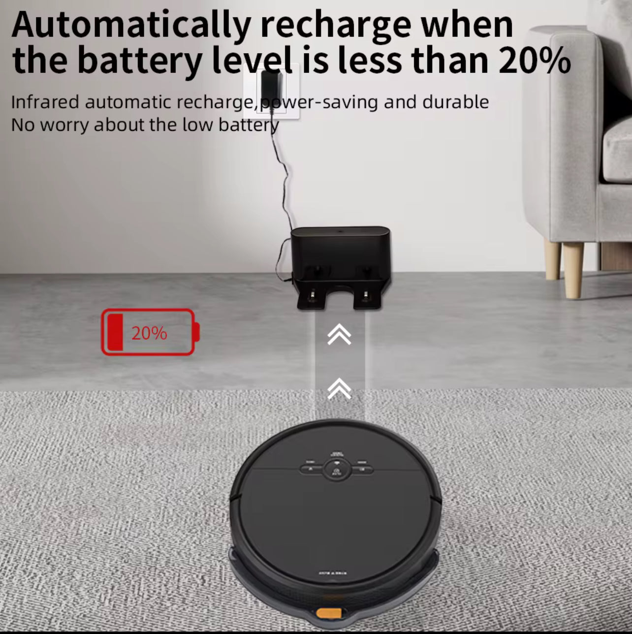 Robot Vacuum Cleaner with Remote Control, Self-Recharging, 1000Pa Suction, App Control & Wet Mopping – Smart Home Cleaning