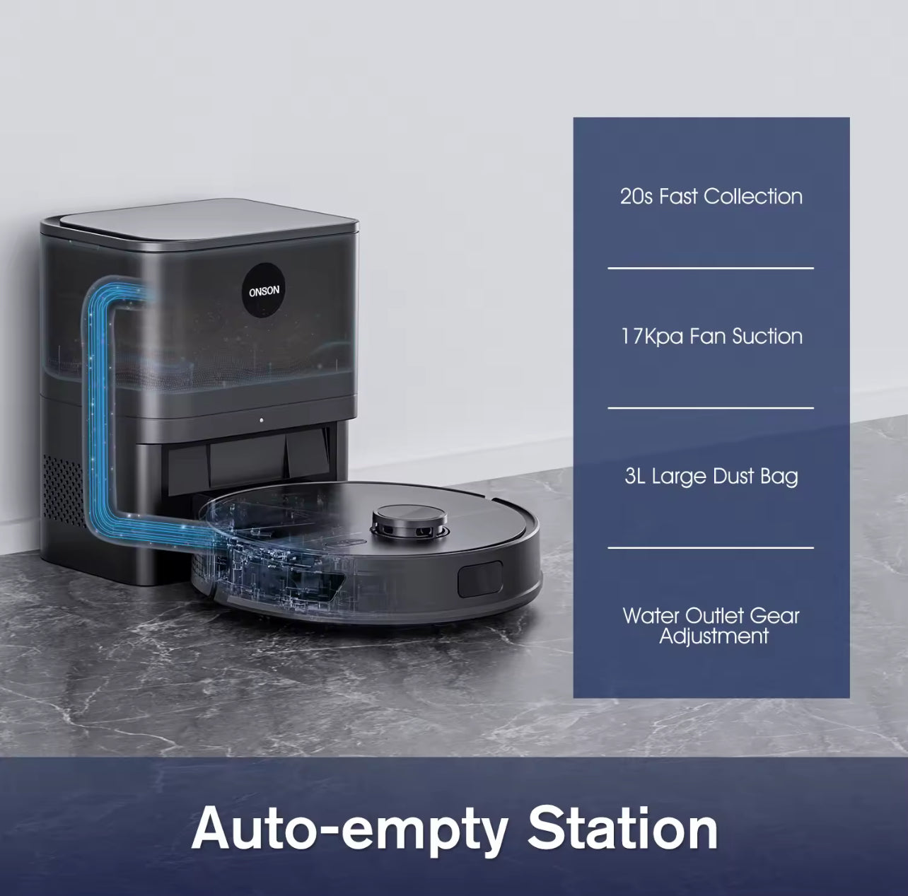 3-in-1 Smart Robot Vacuum Cleaner – WiFi Enabled Vacuum, Sweep & Mop with Self-Emptying Dustbin | Intelligent Cleaning Robot