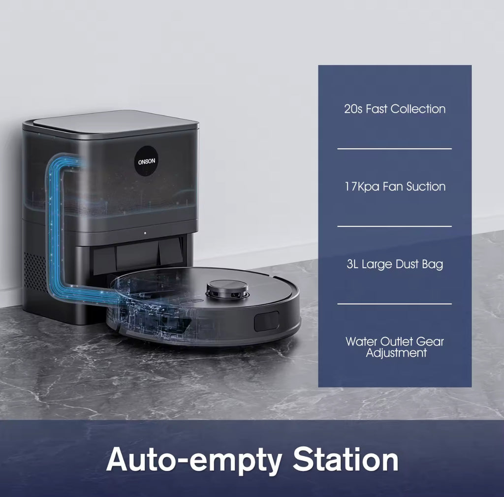 3-in-1 Smart Robot Vacuum Cleaner – WiFi Enabled Vacuum, Sweep & Mop with Self-Emptying Dustbin | Intelligent Cleaning Robot