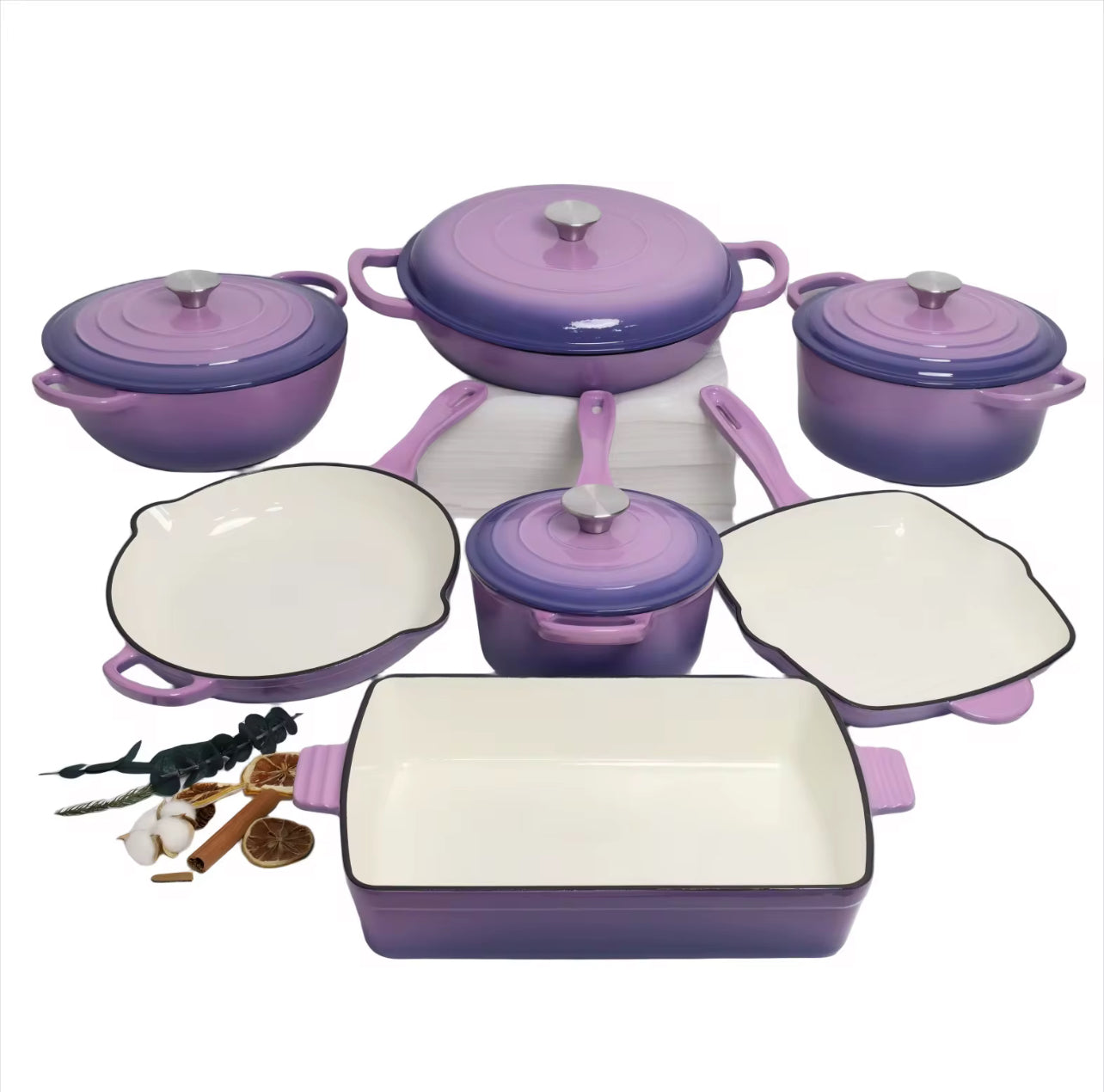 High-Quality Cast Iron Dutch Oven Set – Eco-Friendly Enamel Non-Stick Cookware for Home Cooking (Pre-Order, 4–6 Weeks Delivery)