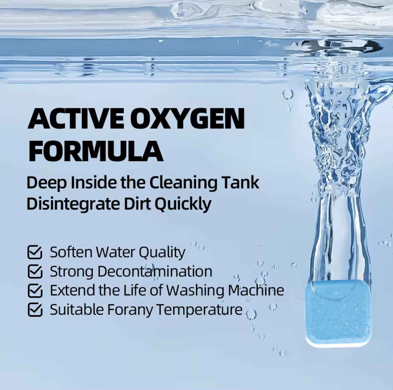 Eco-Friendly Chlorine-Free Washing Machine Cleaner Tablets – Biodegradable & Safe (12pcs/Pack)