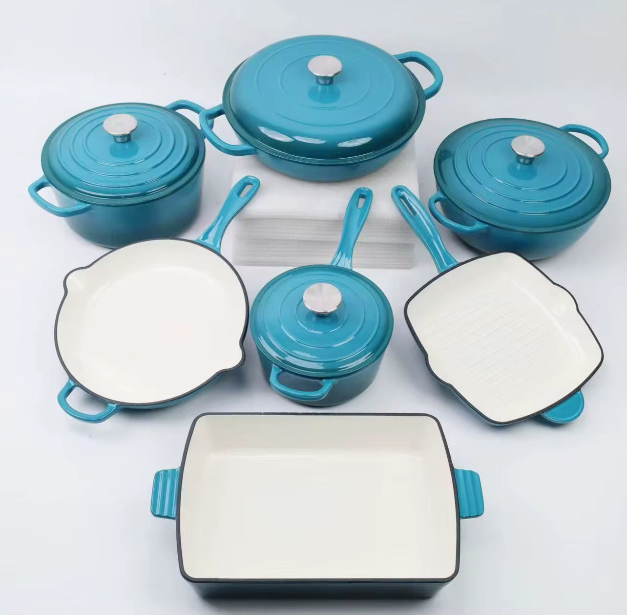 High-Quality Cast Iron Dutch Oven Set – Eco-Friendly Enamel Non-Stick Cookware for Home Cooking (Pre-Order, 4–6 Weeks Delivery)