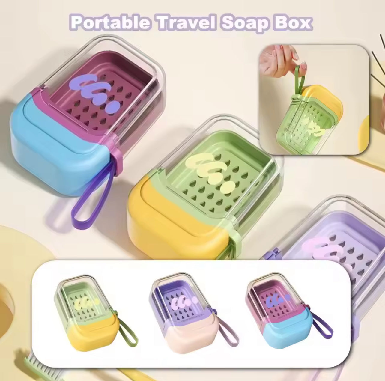 Portable Travel Soap Case with Leakproof Lid & Silicone Handle – Compact Storage for Shampoo & Soap Bars | Bathroom & Travel Essential