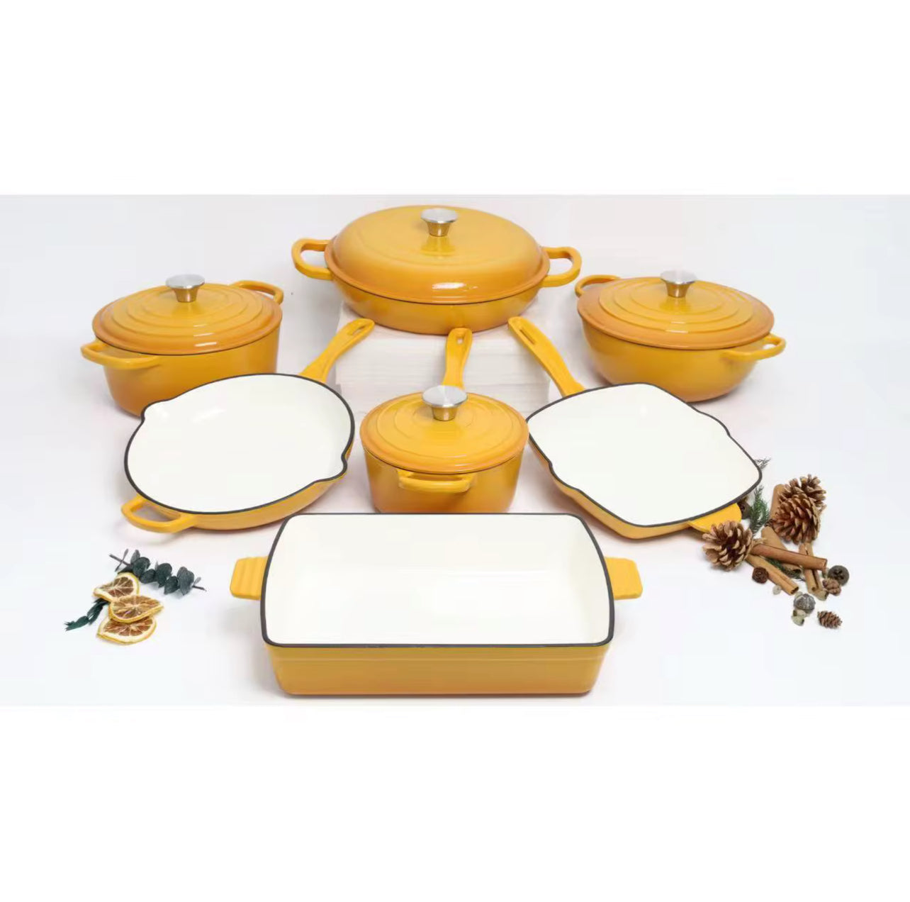 High-Quality Cast Iron Dutch Oven Set – Eco-Friendly Enamel Non-Stick Cookware for Home Cooking (Pre-Order, 4–6 Weeks Delivery)