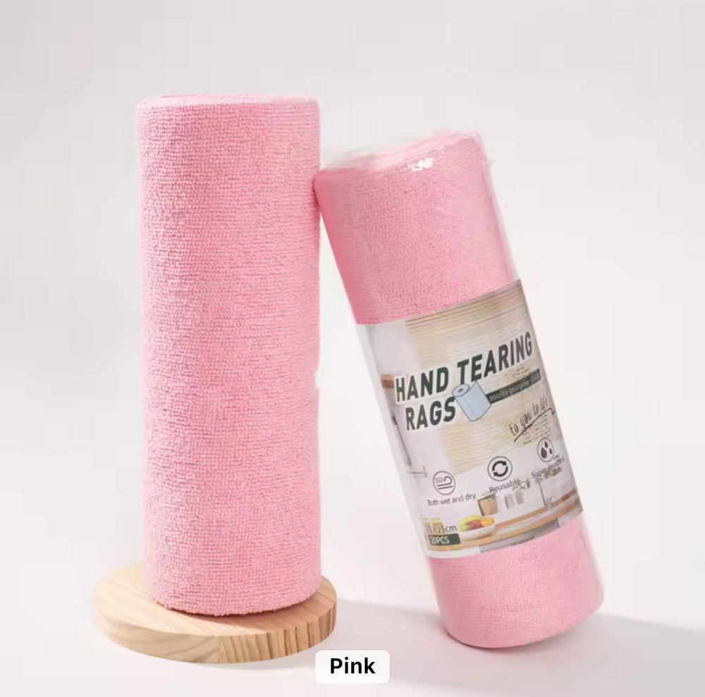 Wholesale Multi-Purpose Absorbent Tear-Off Edgeless Washable Microfibre Towel 20 Rolls – Reusable Cleaning Rags for Kitchen & Home