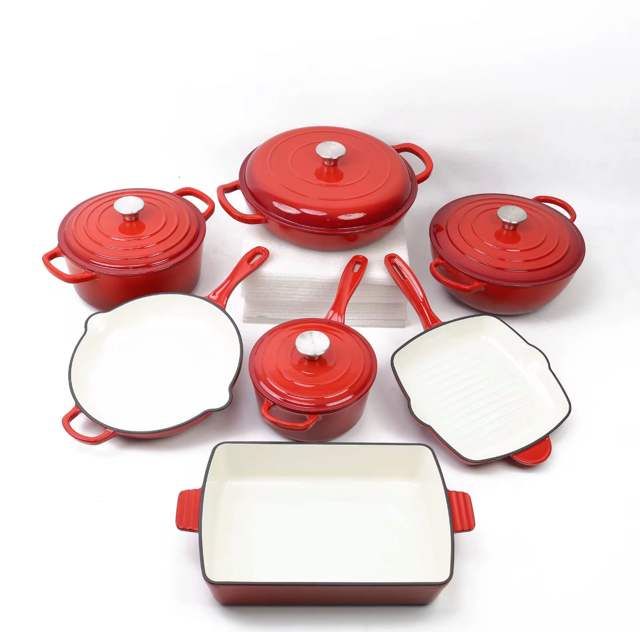 High-Quality Cast Iron Dutch Oven Set – Eco-Friendly Enamel Non-Stick Cookware for Home Cooking (Pre-Order, 4–6 Weeks Delivery)