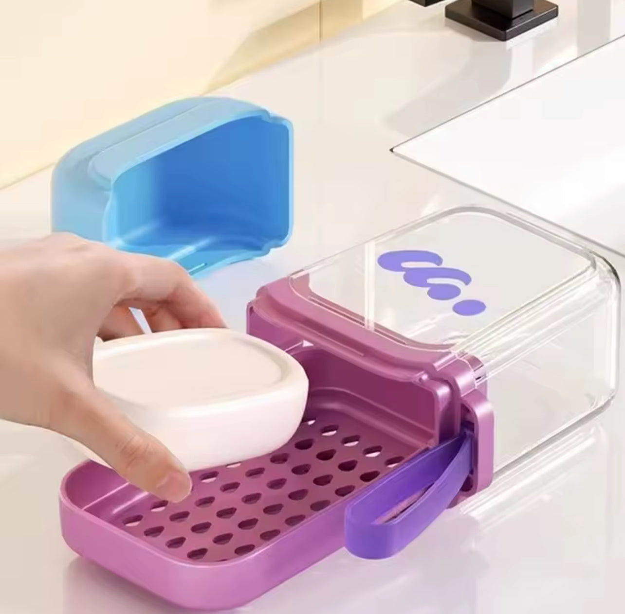 Portable Travel Soap Case with Leakproof Lid & Silicone Handle – Compact Storage for Shampoo & Soap Bars | Bathroom & Travel Essential