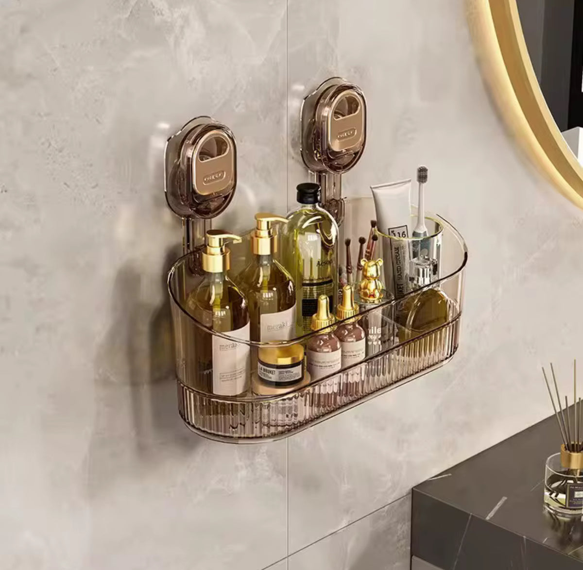 Multi-Functional Suction Cup Wall Mounted Storage Rack – Kitchen & Bathroom Organizer