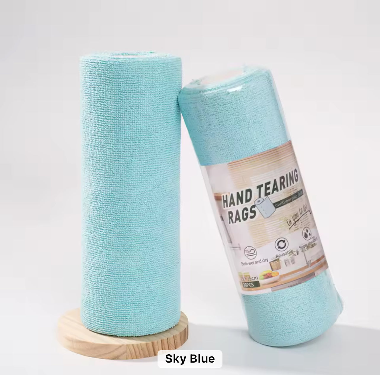 Multi-Purpose Absorbent Tear-Off Edgeless Washable Microfibre Towel 20 Rolls – Reusable Cleaning Rags for Kitchen & Home