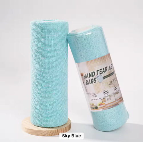 Multi-Purpose Absorbent Tear-Off Edgeless Washable Microfibre Towel 20 Rolls – Reusable Cleaning Rags for Kitchen & Home
