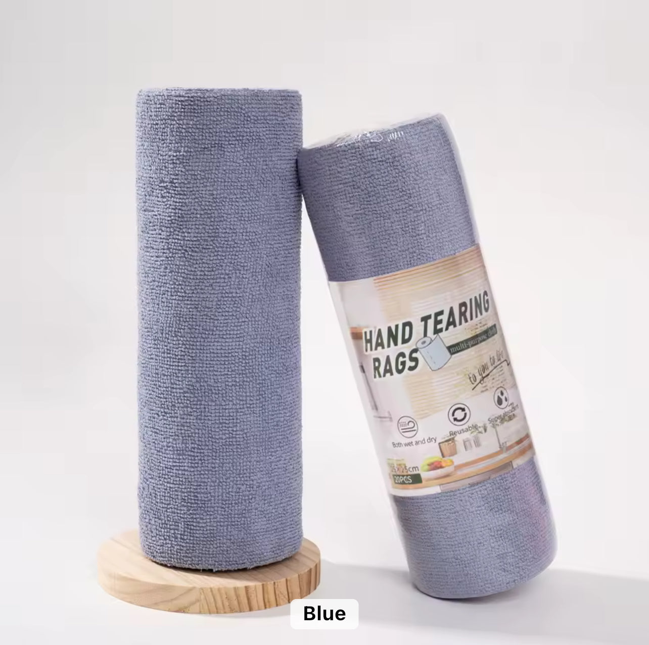 Multi-Purpose Absorbent Tear-Off Edgeless Washable Microfibre Towel 20 Rolls – Reusable Cleaning Rags for Kitchen & Home