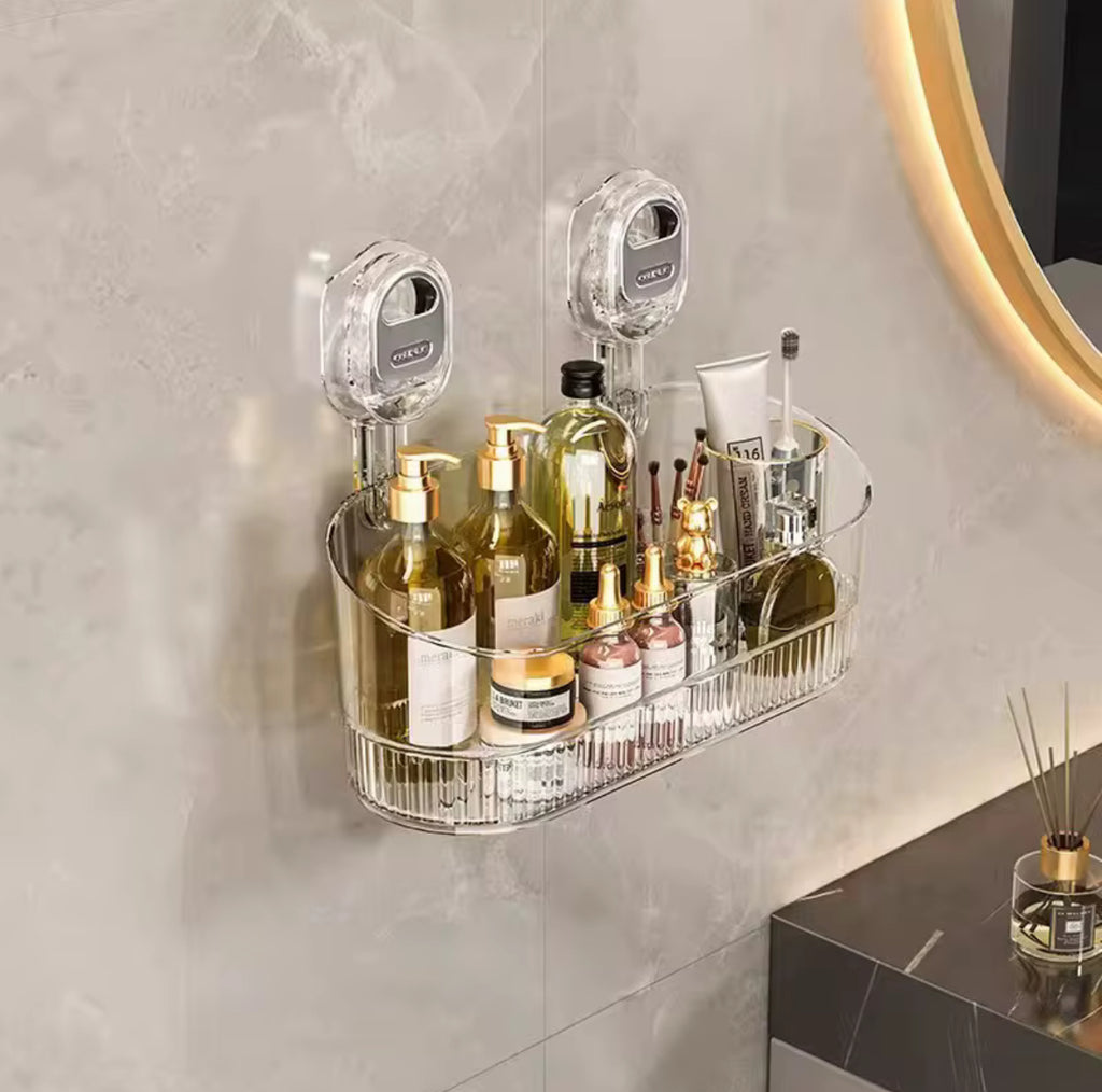 Multi-Functional Suction Cup Wall Mounted Storage Rack – Kitchen & Bathroom Organizer