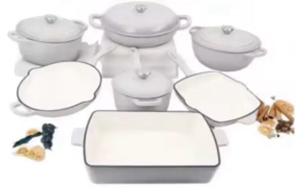 High-Quality Cast Iron Dutch Oven Set – Eco-Friendly Enamel Non-Stick Cookware for Home Cooking (Pre-Order, 4–6 Weeks Delivery)