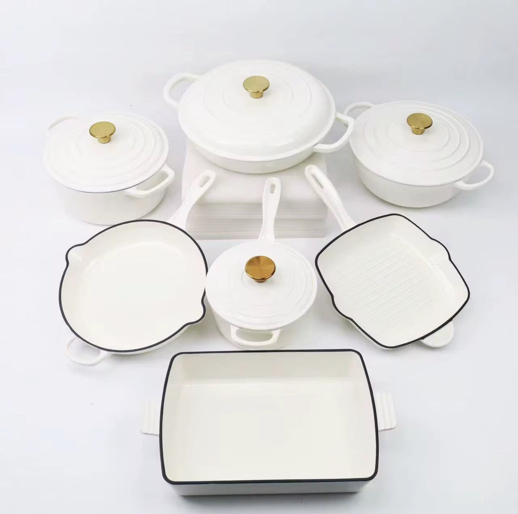 High-Quality Cast Iron Dutch Oven Set – Eco-Friendly Enamel Non-Stick Cookware for Home Cooking (Pre-Order, 4–6 Weeks Delivery)
