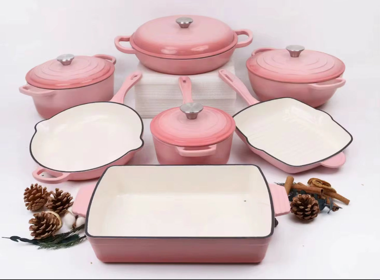 High-Quality Cast Iron Dutch Oven Set – Eco-Friendly Enamel Non-Stick Cookware for Home Cooking (Pre-Order, 4–6 Weeks Delivery)