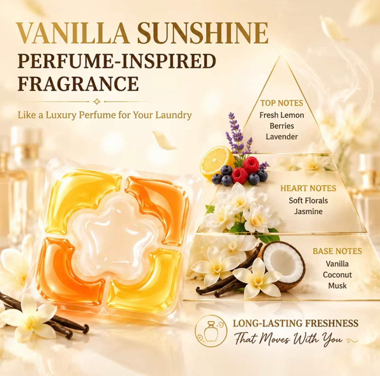 BloomWell Vanilla Sunshine 5-in-1 Laundry Capsules – 30 Pods