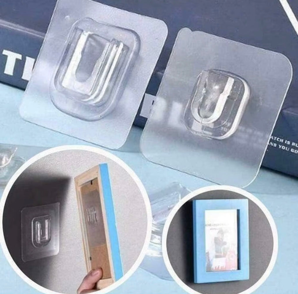 Transparent Adhesive Wall Hooks – 10 Pairs | No-Drill Hooks