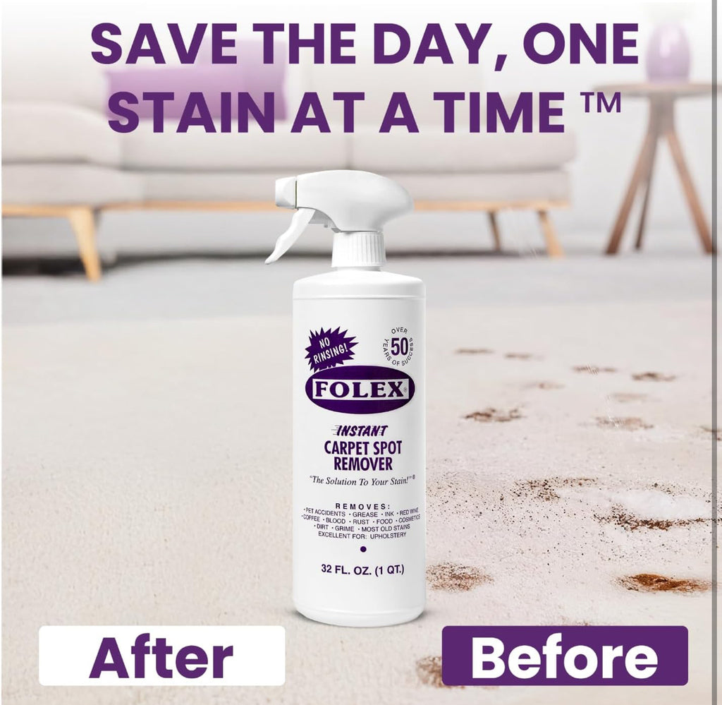 FOLEX Instant Carpet Spot Remover 32 oz – Powerful Stain Remover for Carpets, Upholstery & Rugs – 1 Pack
