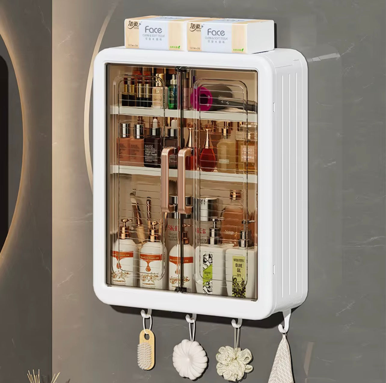 Wall-Mounted Bathroom Storage Cabinet with Magnetic Door