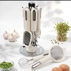 7-Piece Multifunctional Kitchen Gadget Set with Storage Rack