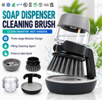 Soap Dispensing Sink Cleaning Brush with Holder & Drip Tray