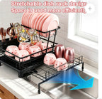 Expandable 2-tier over-sink stainless steel dish drying rack - view 3