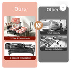 Expandable 2-tier over-sink stainless steel dish drying rack - view 4