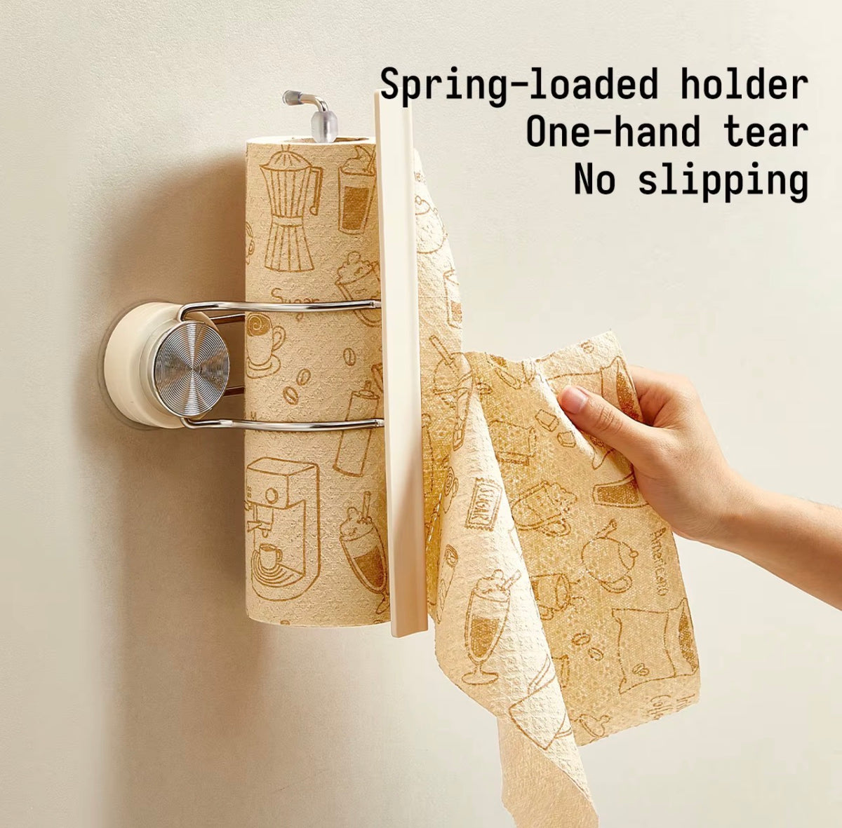 Luxury no-drill kitchen paper towel holder features