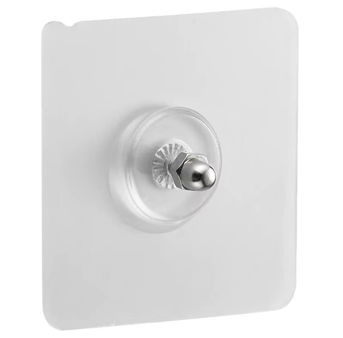 Transparent adhesive screw hook front view