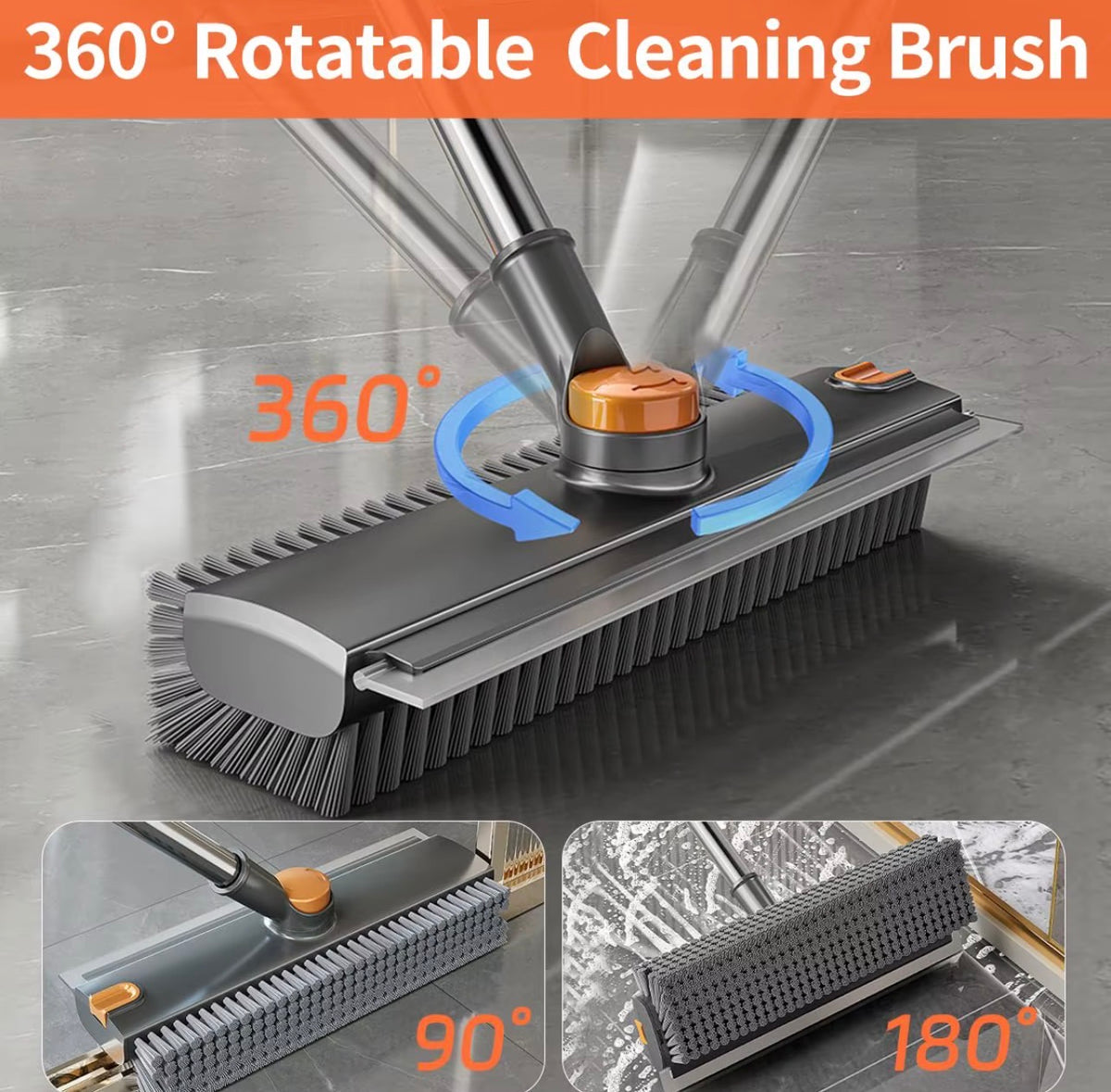 360 degree rotatable cleaning brush for floors and tile gaps